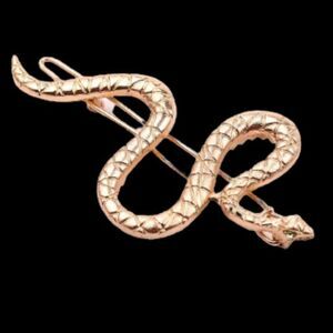 Snake Barrette with Green Eyes | Serpent Punk Edgy Gold Hair Accessory NEW